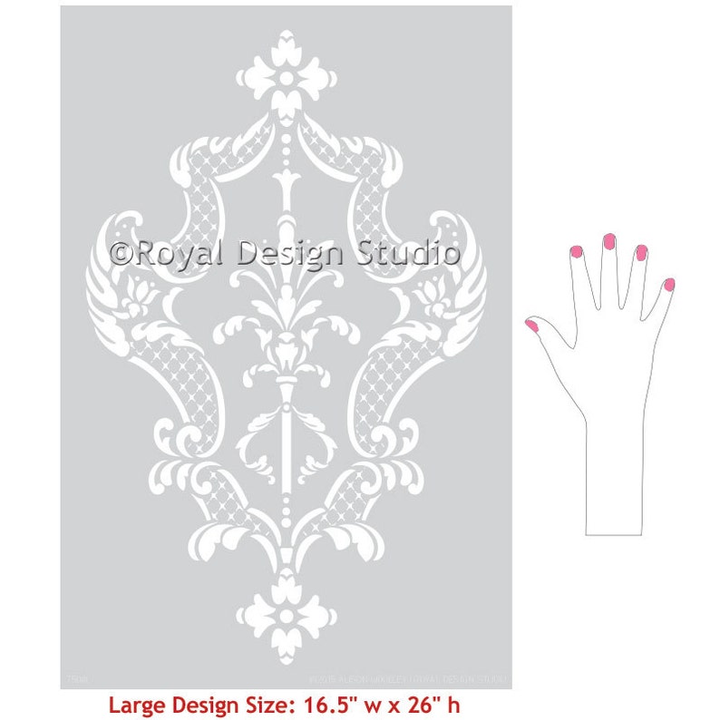 Villa Damask Large Wall Stencil - Classic Large Wallpaper Design - Wall ...