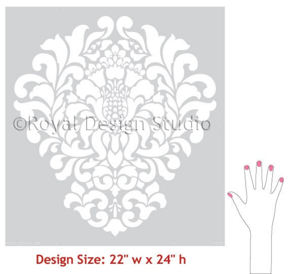 Large Damask Wall Stencil Pattern for Custom Decorating Etsy
