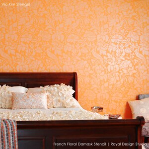 French Floral Bird Damask Wall Stencil | Large Painting Stencil image 7