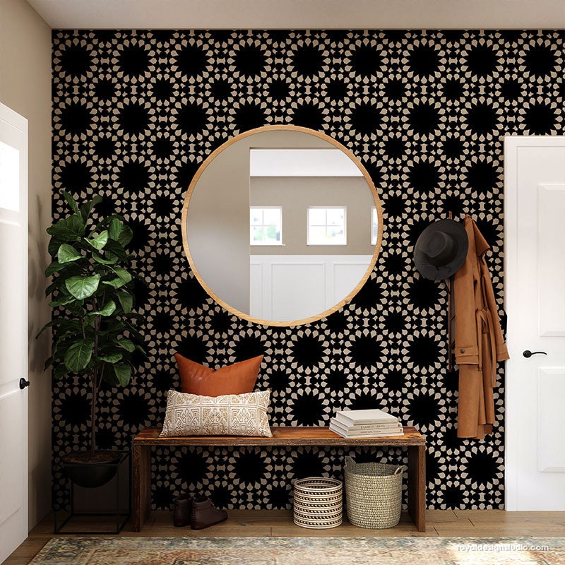 TURIZ Pochoir en PLASTIQUE réutilisable pour tuiles // Géométrique Marocain // Mur de plancher 10x10cm 