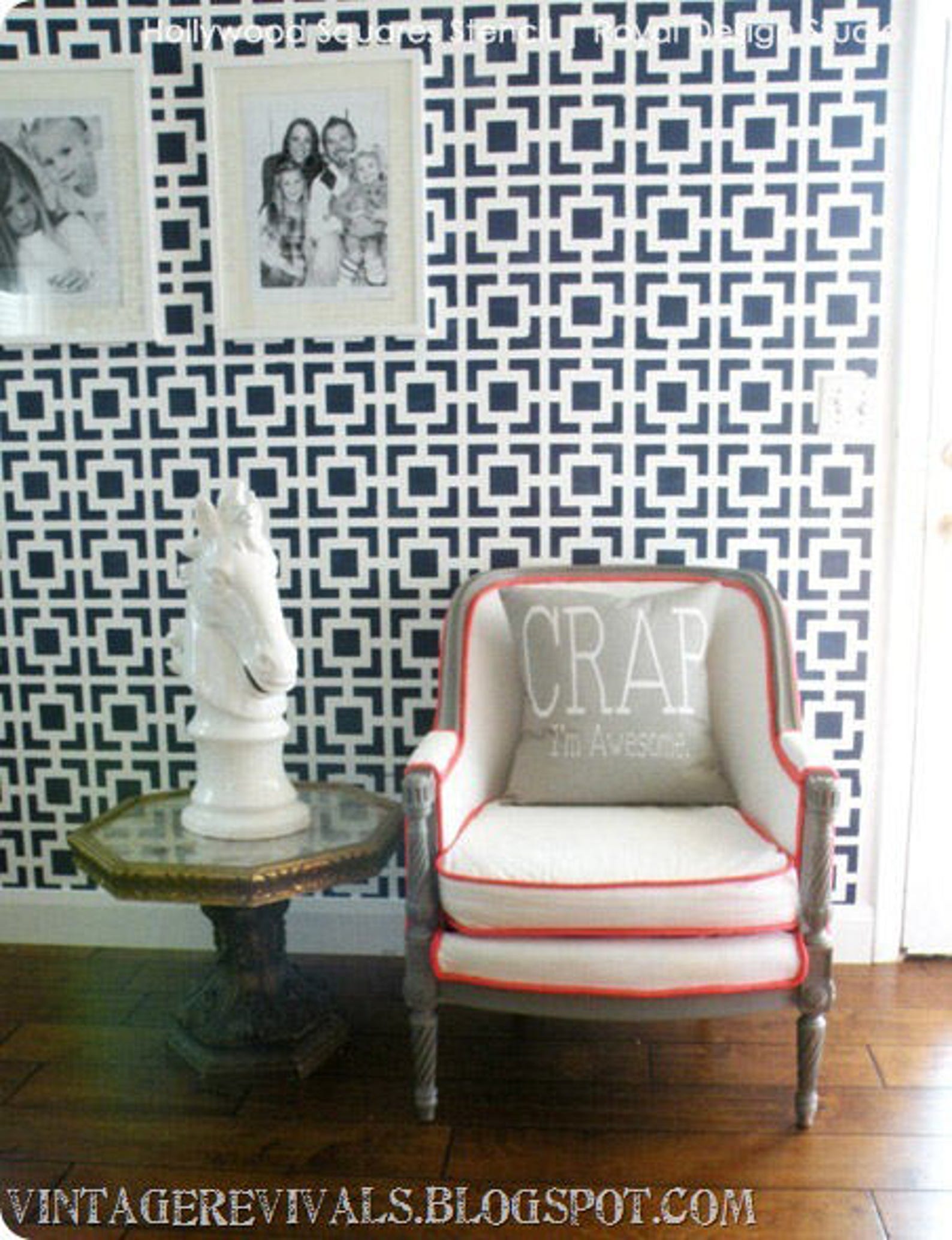 Modern or Retro Wall Stencil With Geometric Squares Old Etsy