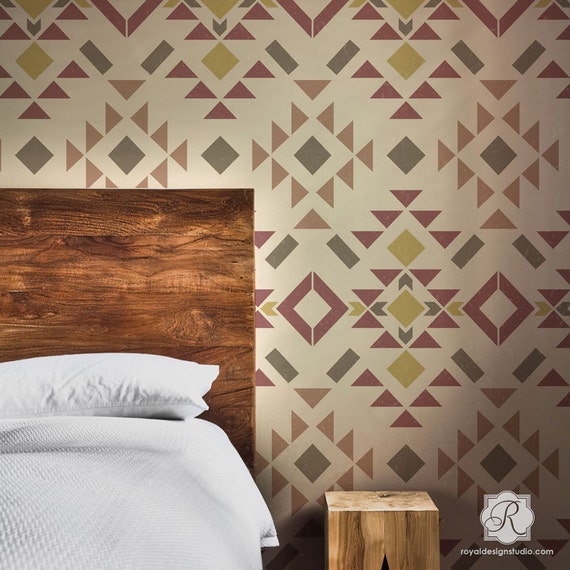 Geometric South Western Wall Stencil Native American Southwest Designs Colorful Palm Springs Wallpaper For Painted Wall Mural