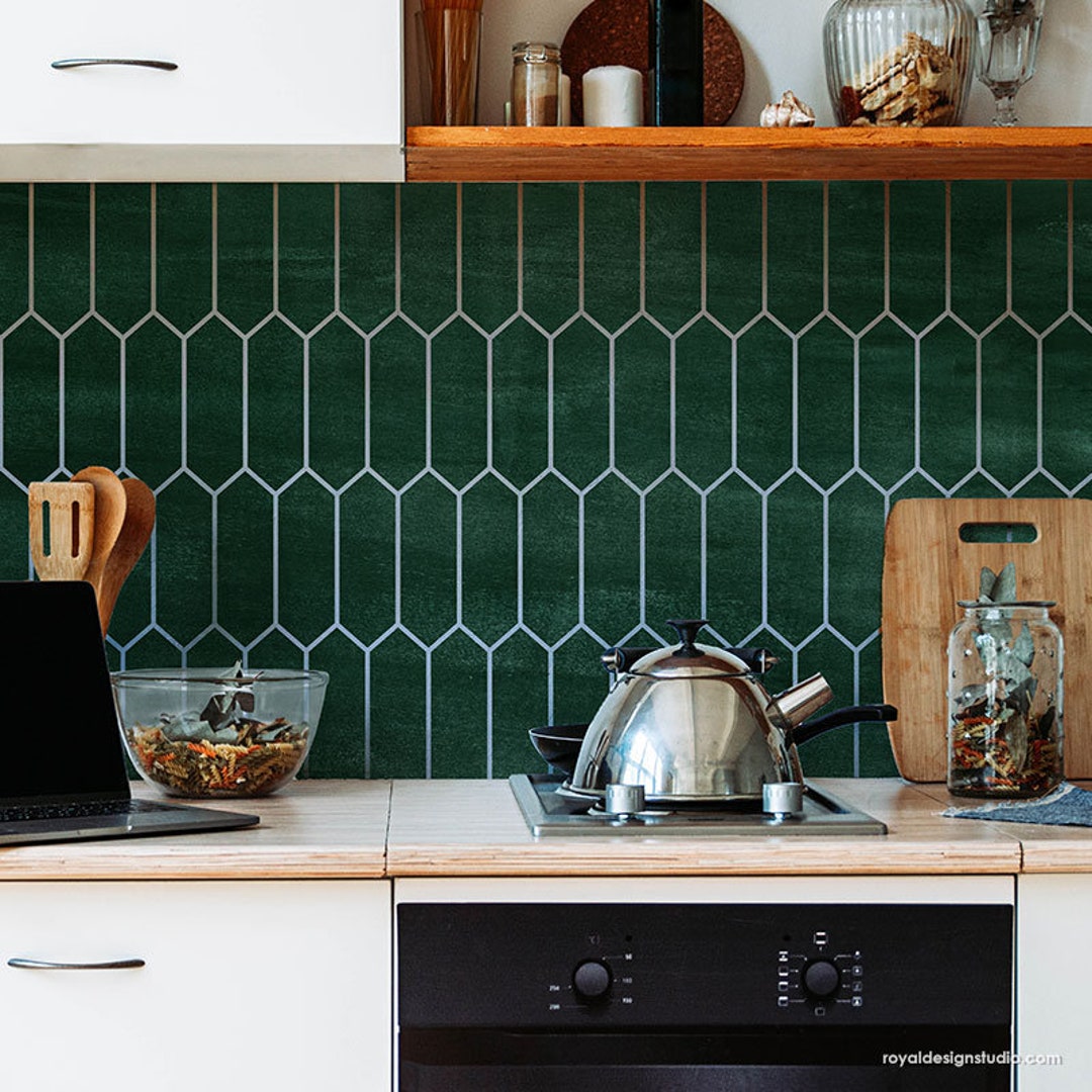 Hexagon Subway Tile Stencil for Painting Floors or DIY Kitchen ...