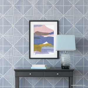 Geometric Stencil for Painting - Modern Wall Stencils - Tile Pattern Wallpaper - Accent Wall Art - Feature Wall Mural