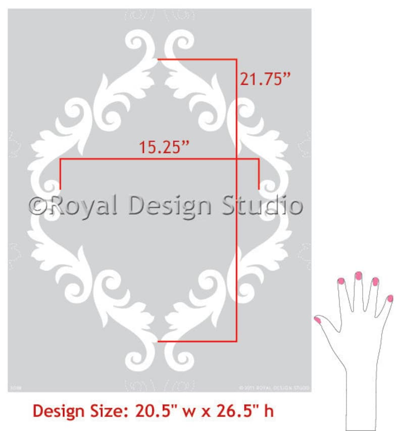 Large Trellis Pattern Wall Stencil Decorate a DIY Wall Mural Design with Classic Damask Wallpaper Look image 3