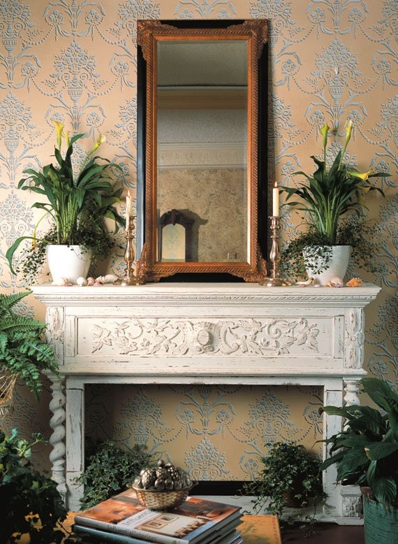 Floral Damask Wall Stencil – Vase and Pearls, DIY Home Decor - Etsy