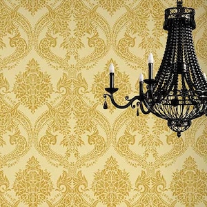 Large Designer Damask Mylar Stencil for DIY European Vintage Wallpaper Look - Painting Accent Wall Large Mural