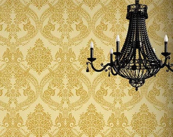 Large Designer Damask Mylar Stencil for DIY European Vintage Wallpaper Look - Painting Accent Wall Large Mural