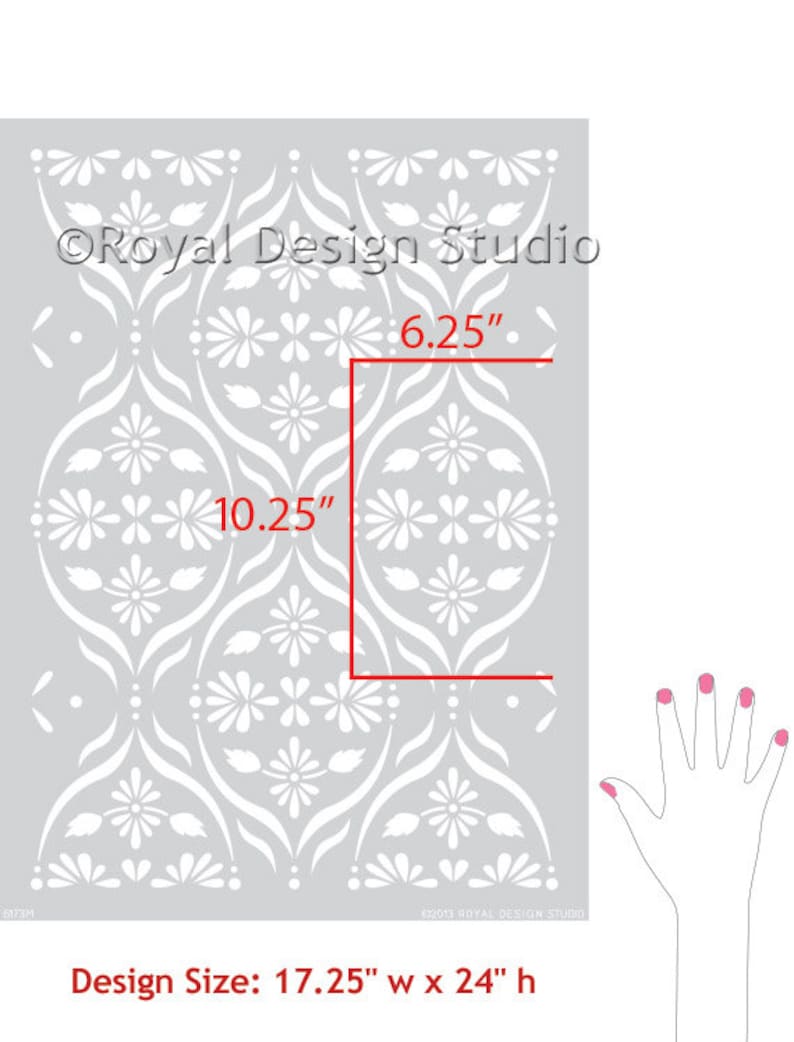 Modern Flower Trellis Wall Stencil Decorating Bedroom or Living Room Accent Wall with Large Custom Wallpaper Art