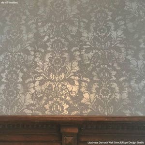 Lisabetta Damask Stencil Wallpaper Wall Stencil Pattern for Painting Large Floral Stencil for Vintage Style Decor Bedroom stencil image 5