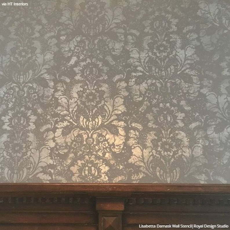 Lisabetta Damask Stencil Wallpaper Wall Stencil Pattern for Painting Large Floral Stencil for Vintage Style Decor Bedroom stencil image 5