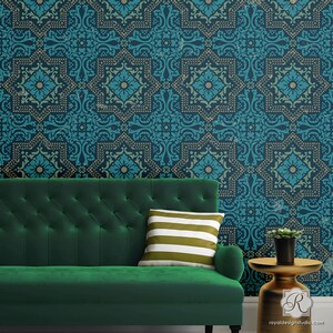 Large Tile Pattern Stencil for Decorative Painting and Interior Design Projects Faux Tiled Wall or Floor Tiles image 5