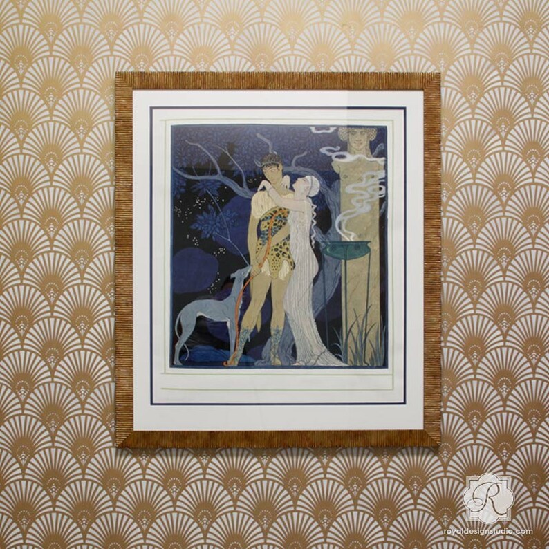 Gatsby Hollywood Glam Art Deco Wall Stencil for Painting Etsy