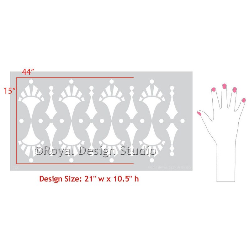 Vintage Retro Wall Border Stencil for Painting Custom Wallpaper Pattern or Wall Decal Look