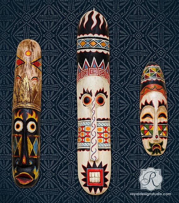 Motif tribal Batik peint pochoir meubles africain Etsy Motif tribal Batik peint pochoir meubles africain Etsy