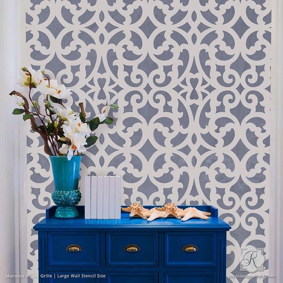 Floral Trellis Wallpaper Wall Stencil Paint Large Vinatge Wall