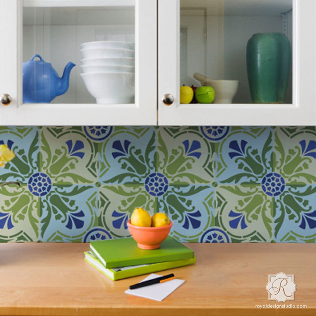 Spanish Tile Stencil for DIY Kitchen Backsplash Pattern - Etsy