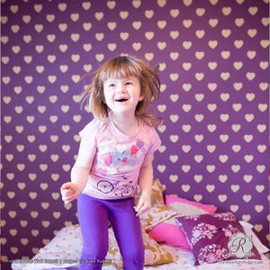 Large Hearts Wall Stencil for Painting a DIY Modern Wallpaper Pattern in Girls Room or Nursery