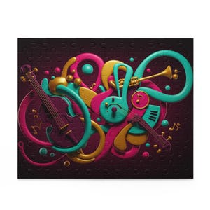 Colorful Musical Instrument Puzzle - 120, 252, 500-Piece, Fun Family Game, Music Lover Gift, Relaxation Activity, Home Decor