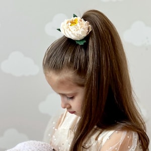 Ivory Peony Hair Clip: Handmade Foam Flower Bridal Accessory
