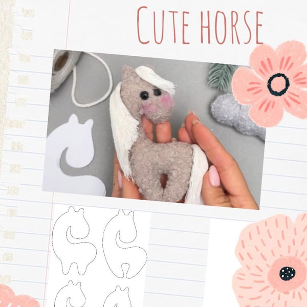 Horse Felt Pattern, Baby Mobile SVG, Pony Template for Cricut, Soft Toy PDF Pattern, Cut Files (Digital Download)