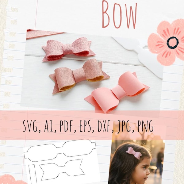 Elegant Bow Template | Digital File for Hair Accessories | Bow Pattern SVG