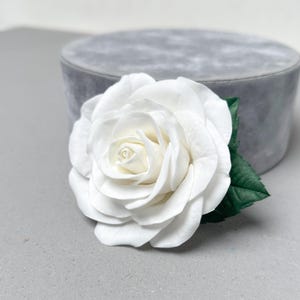 White Rose Wedding Hair Clip Brooch: Handmade Foam Flower, 2-in-1 Accessory