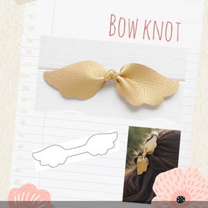 May include: A gold-colored bow knot with a textured surface, resembling wings. The words "DIGITAL DOWNLOAD" and "BOW KNOT" are displayed. The image also includes the file formats: SVG, AI, PDF, EPS, DXF, JPG, and PNG.