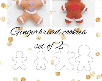Gingerbread Cookie Ornament Template: Felt Christmas Toys SVG, PDF (Digital Download)