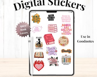 Spicy Digital Book Stickers for Reading Goodnotes Book Lovers Notability PNGs Reading Journal Bookish Digital planner stickers Book tok
