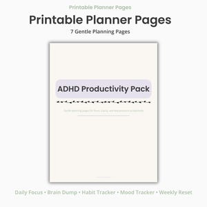 ADHD-afdrukbaar plannerpakket Daily Focus & Brain Dump-pagina's Habit Tracker, Mood Tracker Wekelijkse reset Niet vandaag lijst digitale download