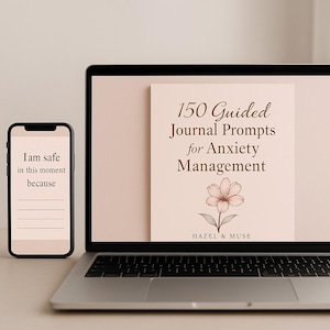 Printable Anxiety Journal: 150 Guided Prompts, Mental Health Workbook (PDF Download)