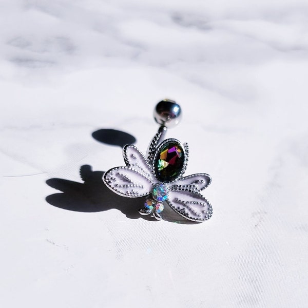 PIERCED Rhinestone Dragonfly Bee Cubic Zirciona Navel Belly Ring | Fashion Jewelry | Cosplay | Costume Jewelry