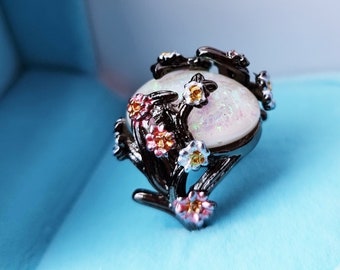 SIZE 6 I Can Buy Myself Flowers Flowering Tree Glitter Statement Fashion Ring | Spring Jewelry | Summer Jewelry