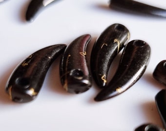 20 pc Black and Gold Horn Shaped Bead Finding Charm | Jewelry Making | Crafting Supplies | Wholesale