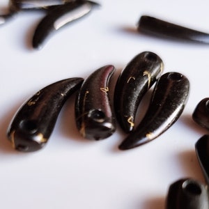 20 pc Black and Gold Horn Shaped Bead Finding Charm Jewelry Making Crafting Supplies Wholesale image 1