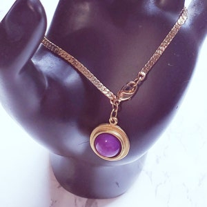 Recycled Vintage Antique Royal Purple and Gold Circle Charm Mardi Gras Themed Bracelet Fashion Jewelry Costume Jewelry image 2
