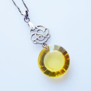 One of a Kind Vintage Antique Sterling Silver Rose Sunshine Rhinestone Pendant Necklace image 1