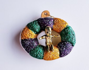 Mardi Gras Purple Green Gold King Cake Baby Pendant / Jewelry Making / New Orleans / Forniture / NOLA