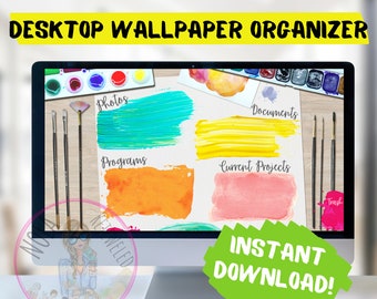 Crafty Paint Desktop Organizer Wallpaper Desktop Blogger Organizer Computer Background Desktop Planner Desktop Wallpaper Organizer ADHD