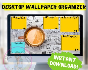 Coffee Notes Desktop Organizer Wallpaper Desktop Blogger Organizer Computer Background Desktop Planner Desktop Wallpaper Organizer ADHD