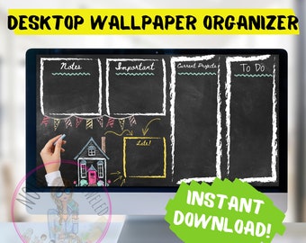 Chalkboard Desktop Organizer Wallpaper Desktop Notes Blogger Organizer Computer Background Desktop Planner Desktop Wallpaper Organizer ADHD