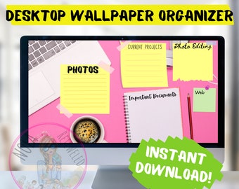 Desktop Organizer Wallpaper Desktop Notes Blogger Organizer Computer Background Desktop Planner Desktop Wallpaper Organizer ADHD