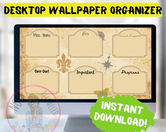 Vintage Notes Desktop Organizer Wallpaper Desktop Blogger Organizer Computer Background Desktop Planner Desktop Wallpaper Organizer ADHD