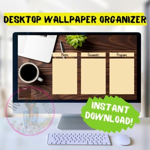 Wood Desk Desktop Organizer Wallpaper Desktop Blogger Organizer Computer Background Desktop Planner Desktop Wallpaper Organizer ADHD image 1