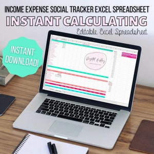 Customizable Blog Business Income Expense Social Tracker Excel Spreadsheet Direct Sales Affiliate Marketing Ad Revenue Monetization image 1