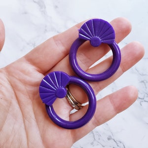 PIERCED Recycled Vintage Retro Purple Nurple Circle Hoop Fashion Costume Earrings image 1