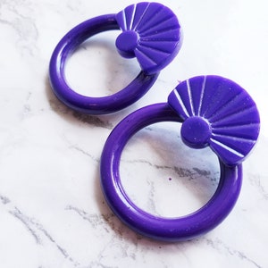 PIERCED Recycled Vintage Retro Purple Nurple Circle Hoop Fashion Costume Earrings image 2