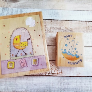 NOUVEAU (2) Timbre d’artisanat de grossesse de baby shower inutilisé pour bricolage Artisanat Fabrication de cartes | | d’estampage Jeu de timbres