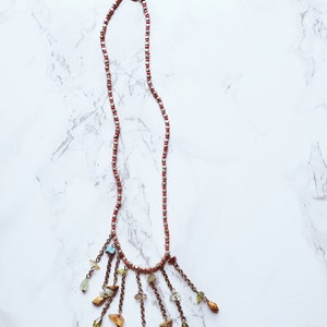 Vintage Antique Recycled Native Gemstone Mixed Mateial BOHO Necklace image 2